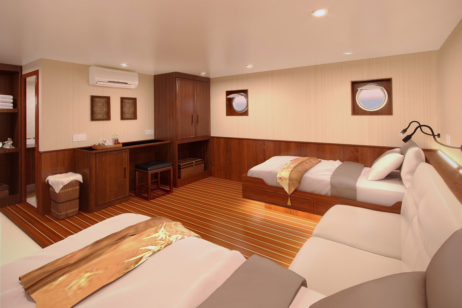 Lower Deck Twin cabin aboard Blue Manta liveaboard