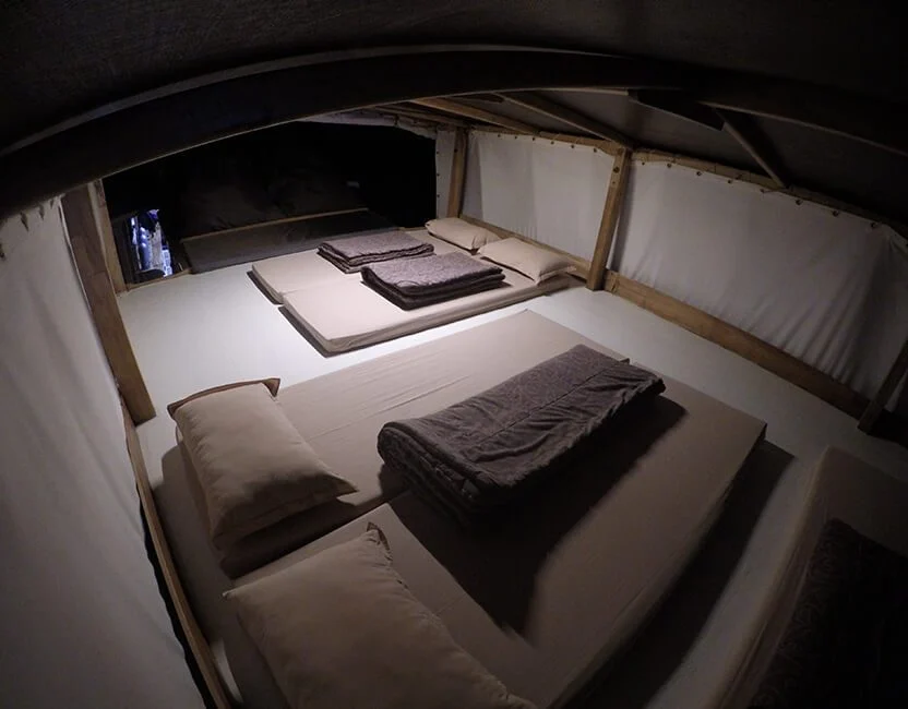 Shared sleeping deck cabin aboard Mimic liveaboard
