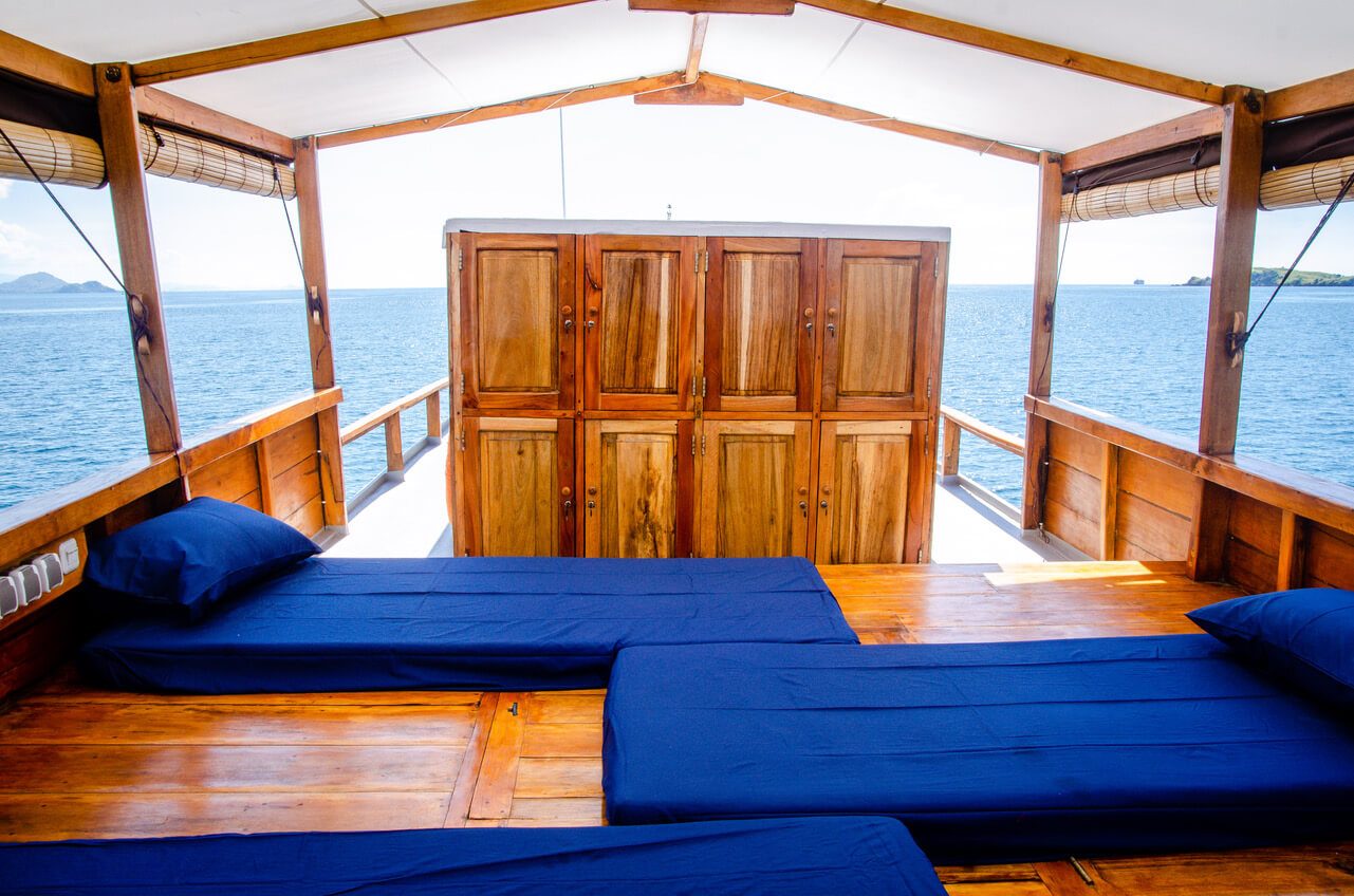 Sleeping on deck (4 mattresses) cabin aboard Nusantara liveaboard